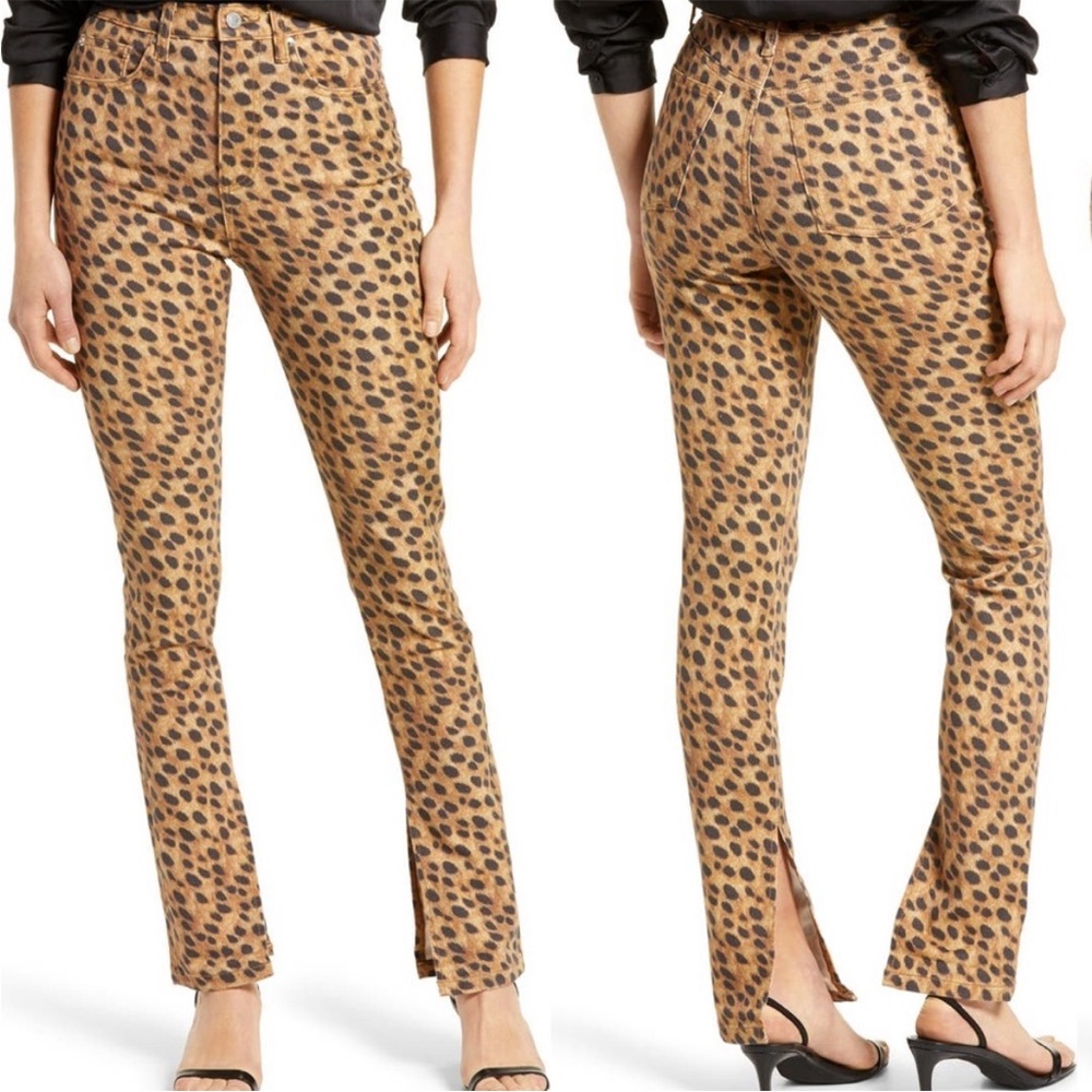 NWT Who What Wear Leopard Print Jeans - Brown and Black
